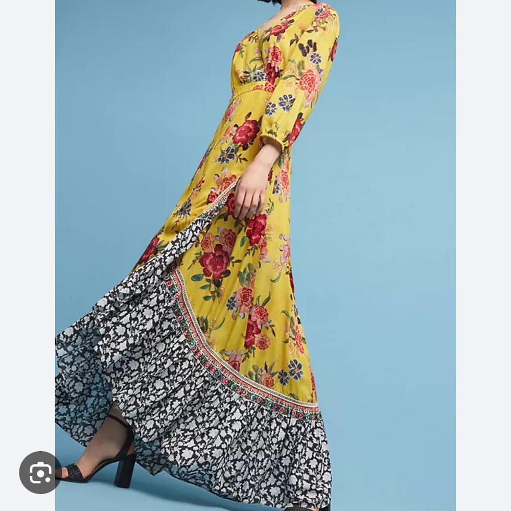 Anthropologie floral wrap dress